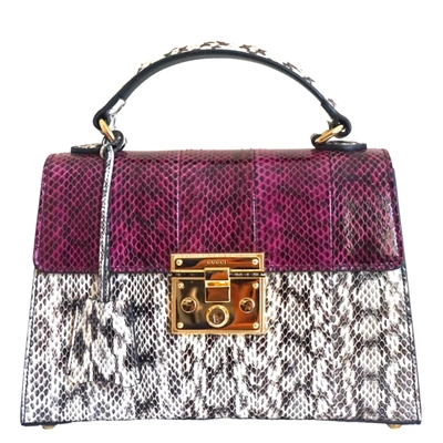 Pre-owned Gucci Purple/white Snakeskin Leather Small Osiride Top Handle Bag