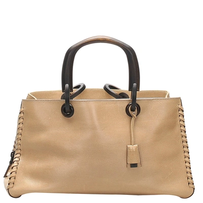 Pre-owned Gucci Brown Leather Tote In Beige