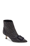 MANOLO BLAHNIK BAYLOW FLORAL POINTED TOE BOOTIE,220-0401- 0001