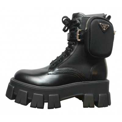 Pre-owned Prada Monolith Black Leather Boots