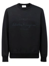 FERRAGAMO LOGO LETTERING EMBROIDERY CREWNECK SWEATSHIRT IN B