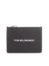 OFF-WHITE LOGO CLUTCH BAG IN BLACK