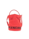 BALENCIAGA WHEEL BUCKET BAG IN RED