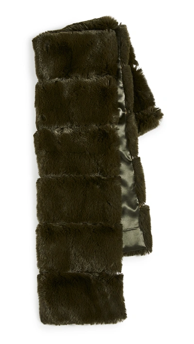 Adrienne Landau Faux Fur Pull Thru Scarf In Dark Green