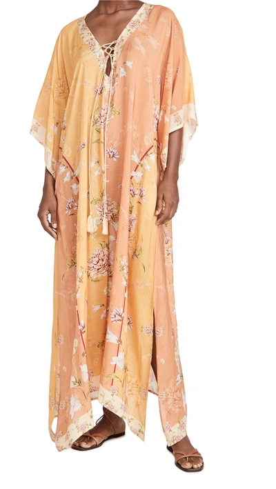 Agua Bendita Nadia Blomma Caftan Dress In Mustard