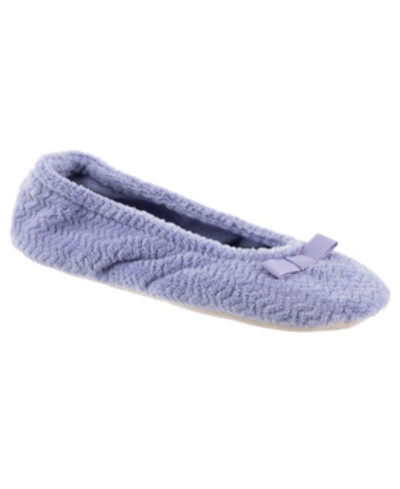 Isotoner Signature Women's Chevron Micro Terry Ballerina Slipper In Periwinkle