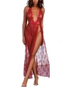 DREAMGIRL WOMEN'S LACE HALTER LINGERIE GOWN WITH SCALLOPED-EDGE TRIM