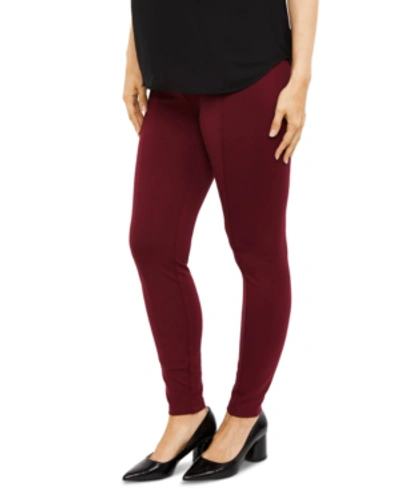 A Pea In The Pod Skinny Ponte Maternity Pants In Burgundy