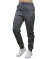 Galaxy By Harvic Women's Loose Fit Marled Fleece Joggers With Zipper Side Pockets In Open Gray