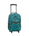Rockland 17" Rolling Backpack In Blue Leopard