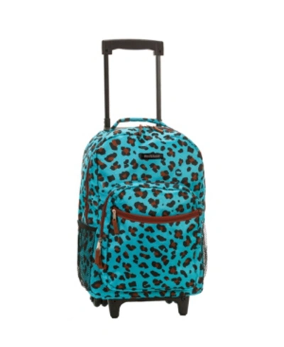 Rockland 17" Rolling Backpack In Blue Leopard
