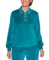 ALFRED DUNNER PETITE BRIGHT IDEA BEADED VELOUR TOP