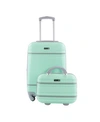 American Sport Plus Varsity 2-piece Carry-on Hardside Cosmetic Luggage Set In Mint Green