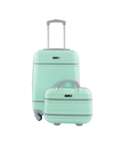 American Sport Plus Varsity 2-piece Carry-on Hardside Cosmetic Luggage Set In Mint Green