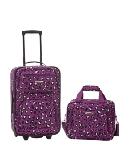 Rockland 2-pc. Pattern Softside Luggage Set In Purple Cheetah