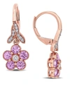 Macy's Pink Sapphire (1-1/4 Ct. T.w.) & Diamond (1/7 Ct. T.w.) Flower Drop Earrings In 10k Rose Gold In Pink Sapphire