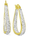 ESSENTIALS CRYSTAL IN & OUT TEARDROP HOOP EARRINGS IN SILVER PLATE, GOLD-PLATE OR ROSE GOLD PLATE