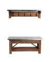 ALATERRE FURNITURE ALATERRE FURNITURE MILLWORK WOOD AND ZINC METAL BENCH WITH COAT HOOK SHELF