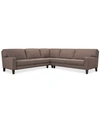 Furniture Closeout! Sandrew 3-pc. Fabric Sectional With 2 Power Foot Rests, Created For Macy's In Tweed Brown