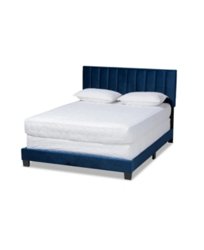 Baxton Studio Clare Glam And Luxe Queen Size Panel Bed In Blue