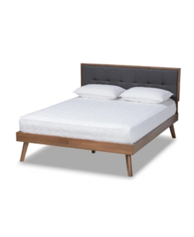 Baxton Studio Alke Mid-century Modern Full Size Platform Bed In Dark Gray