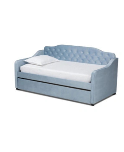 Baxton Studio Freda Traditional And Transitional Twin Size Daybed With Trundle In Blue