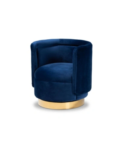 Baxton Studio Saffi Glam And Luxe Swivel Accent Chair In Blue