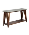 ALATERRE FURNITURE BROOKSIDE CEMENT-TOP WOOD CONSOLE AND MEDIA TABLE