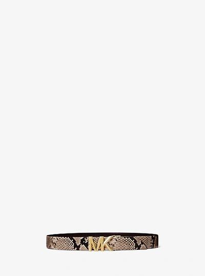 Michael Kors Reversible Snake Embossed Waist Belt In Brown