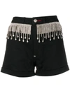 Philipp Plein Crystal-fringed Shorts In Black