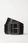 SAINT LAURENT CROC-EFFECT LEATHER BELT