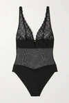 ID SARRIERI GUIPURE LACE, STRETCH-TULLE AND JERSEY BODYSUIT