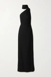 ADAM LIPPES ONE-SHOULDER DRAPED BOUCLÉ GOWN