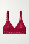 Hanky Panky + Net Sustain Signature Stretch-lace Soft-cup Triangle Bralette In Red