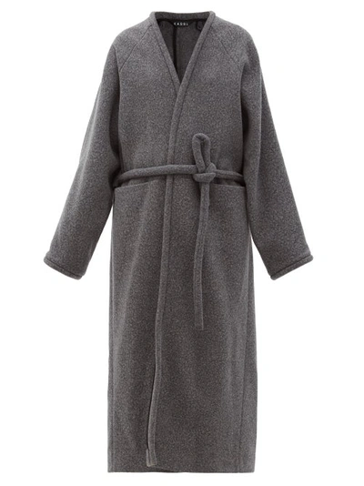 Kassl Editions Womens Medium Gray Wrap Belted Wool-blend Coat S In Grey