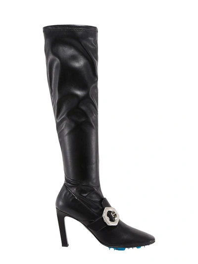 Off-white Buckle-detail Over-the-knee Boots In Black