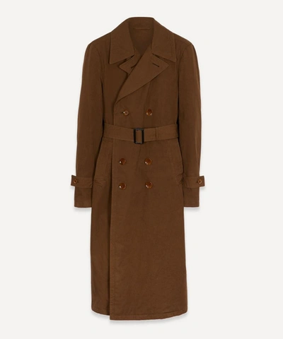 Lemaire Cotton Trench Coat In Dark Brown