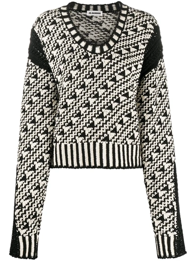 Jil Sander Geometric Pattern Jumper In Black
