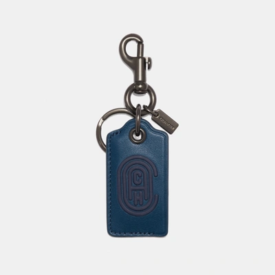 Coach Bottle Opener Key Fob With  Patch In Sea Blue