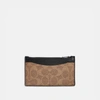 Coach Zip Card Case In Signature Canvas In Beige/brown