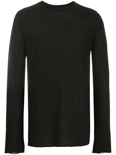 Ziggy Chen Stitched-panel Crew-neck Jumper In Black