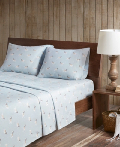 Woolrich Cotton Flannel 3-piece Twin Sheet Set In Blue Dog
