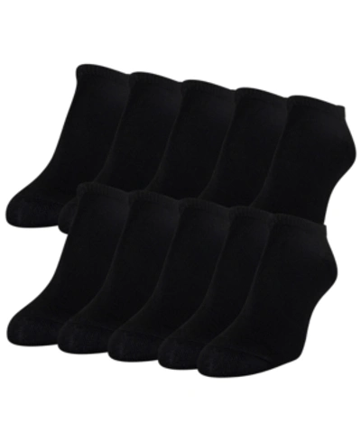Gold Toe Women's 10-pack Casual Cushion Heel And Toe No-show Socks In Black