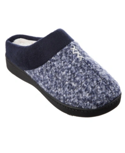 Isotoner Signature Women's Heathered Knit Jessie Hoodback Slippers In Navy Blue