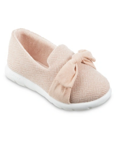 Isotoner Signature Women's Indoor/outdoor Zenz Hatch Knit Closed-back With Tie Slip-ons In Evening Sa