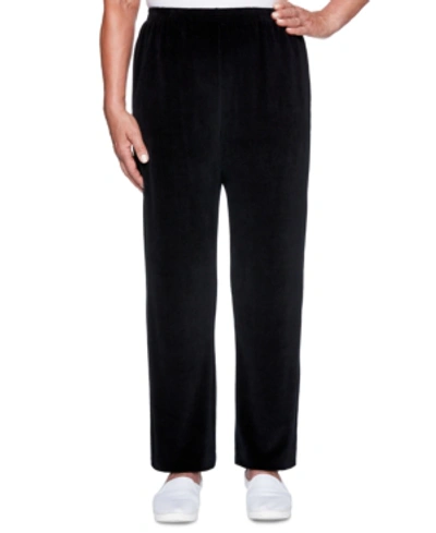 Alfred Dunner Bright Idea Proportioned Velour Pants In Black