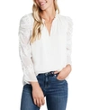 Cece Clip Dot Puff Sleeve Blouse In Soft Ecru