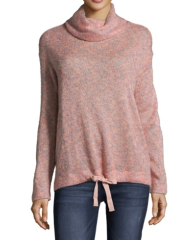 John Paul Richard Petite Cowlneck Tie-hem Sweater In Rock Rose