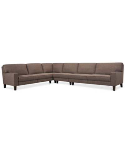 Furniture Closeout! Sandrew 4-pc. Fabric Sectional With 2 Power Foot Rests, Created For Macy's In Tweed Brown