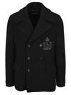 DOLCE & GABBANA DOLCE & GABBANA DOUBLE-BREASTED PEA COAT WITH DG FRENCH WIRE PATCH,11571234